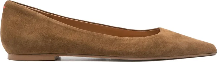 Pointed-Toe Suede Flat Pumps