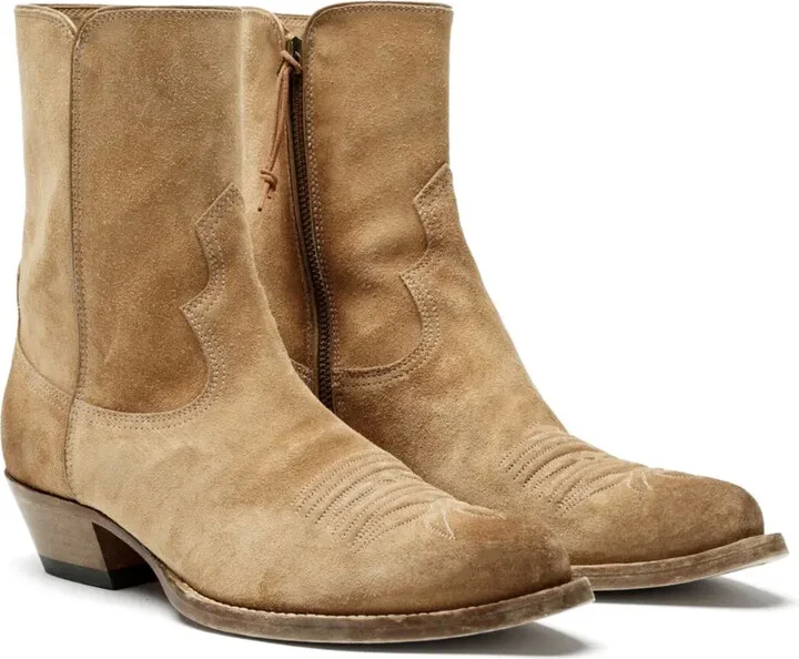 Pointed-Toe Western Suede Boots - Image 2