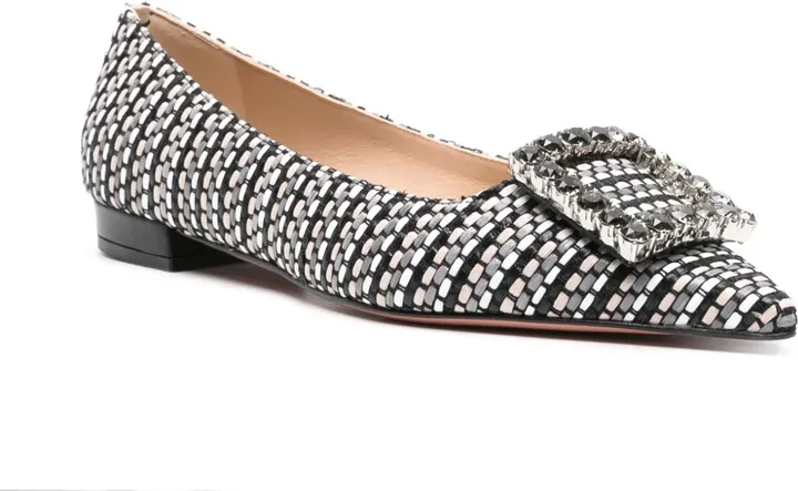 Pointed-Toe Woven Ballerina Shoes - Image 2