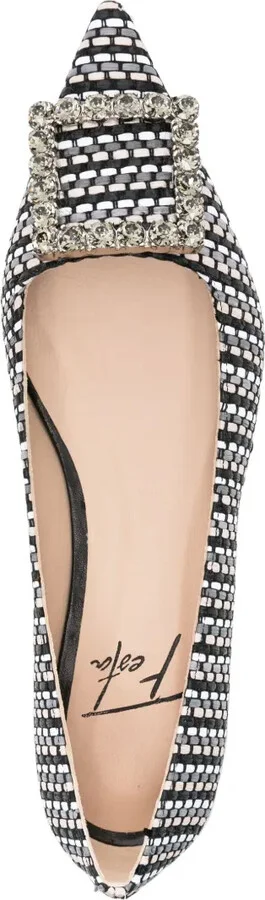 Pointed-Toe Woven Ballerina Shoes - Image 4