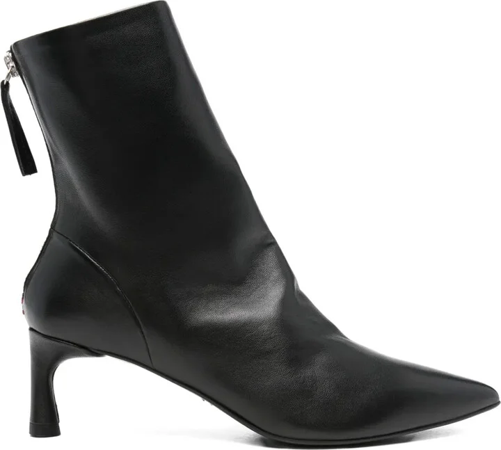 Pointed-Toe Zip-Detail Boots