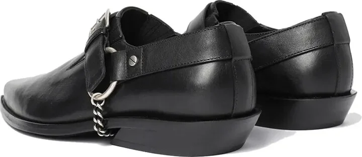 Pointy buckle-detail leather monk shoes - Image 2