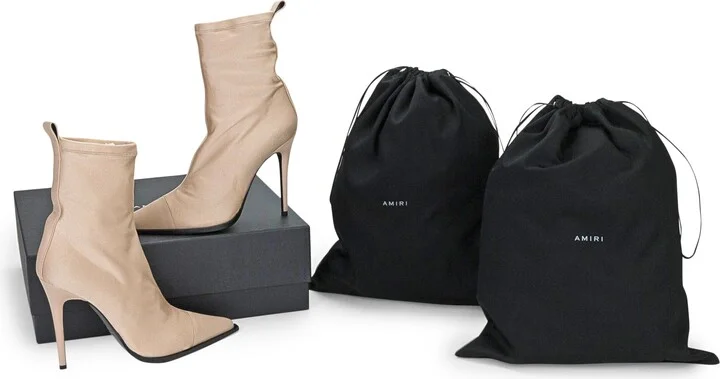 Pointy Toe 90mm Heel Ecru Bootie