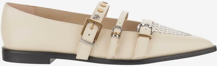 Pointy Toe Shoe With Leather Buckles