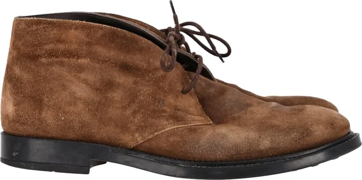 Polacco Gomma Chukka Ankle Boots in Brown Suede