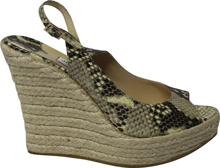 Polar Python Print Espadrille Wedges in Multicolor Leather