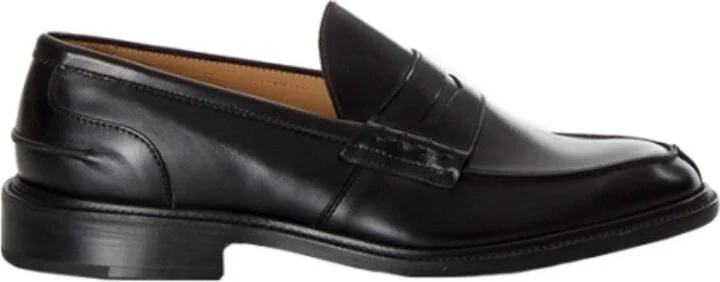 Polished Calfskin Penny Loafers With Stitching