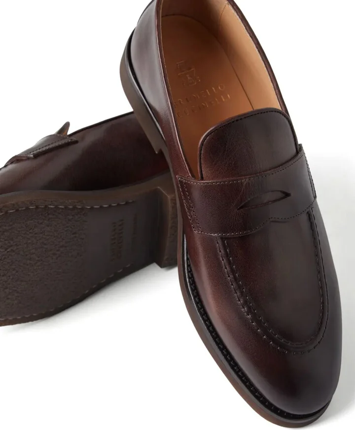 Polished-Finish Leather Loafers - Image 4