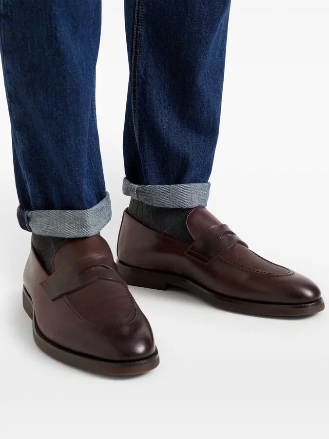 Polished-Finish Leather Loafers - Image 5