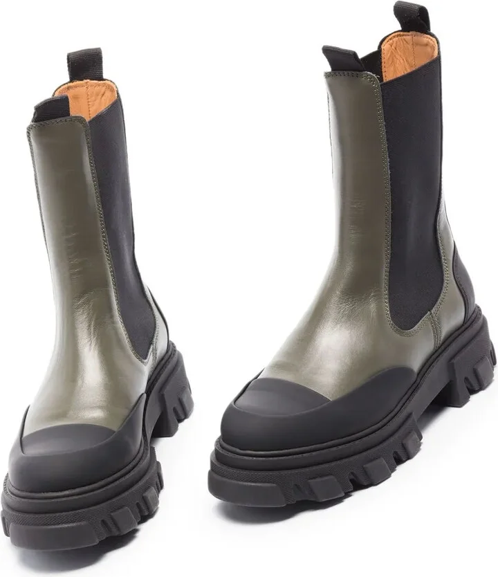 Polished-Finish Ridged-Sole Boots - Image 4