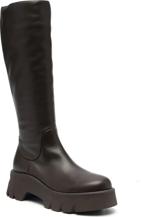 Polished-Finish Ridged-Sole Boots - Image 2