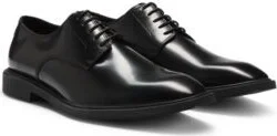 Polished-leather Derby shoes with logo detail- Black Men's Business Shoes size 7.5