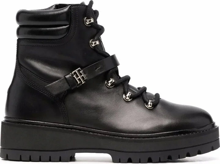 Polished Leather Flat Boots