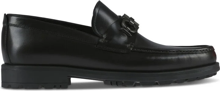 Polished Leather Loafers With Decorative Buckle Detail