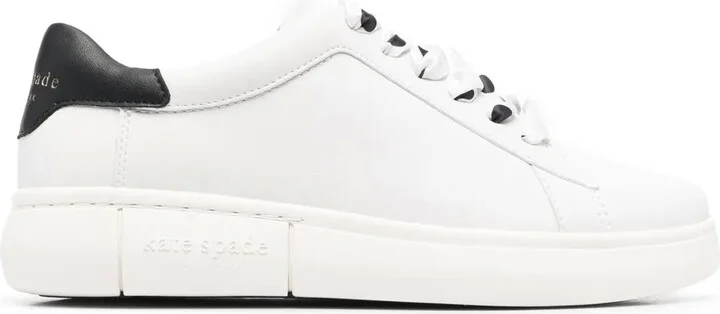 Polka-Dot Lace Leather Sneakers