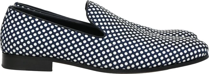 Polka Dot Loafers in Navy Blue Cotton