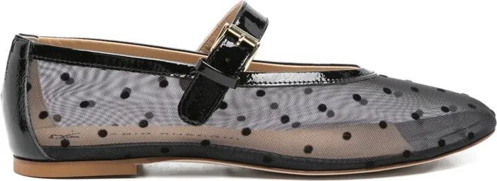 Polka-Dot Mesh Ballet Flats