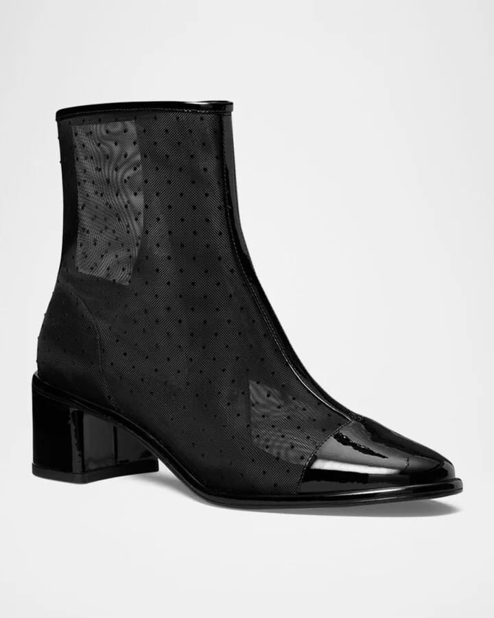 Polka-Dot Mesh Cap-Toe Ankle Boots - Image 2