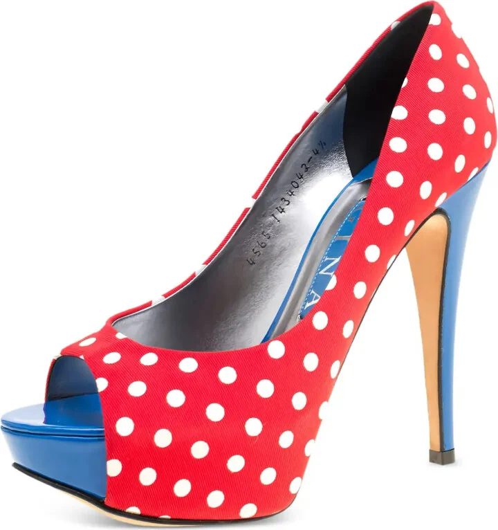 Polka-Dot Open-Toe Platform Heels - Image 3