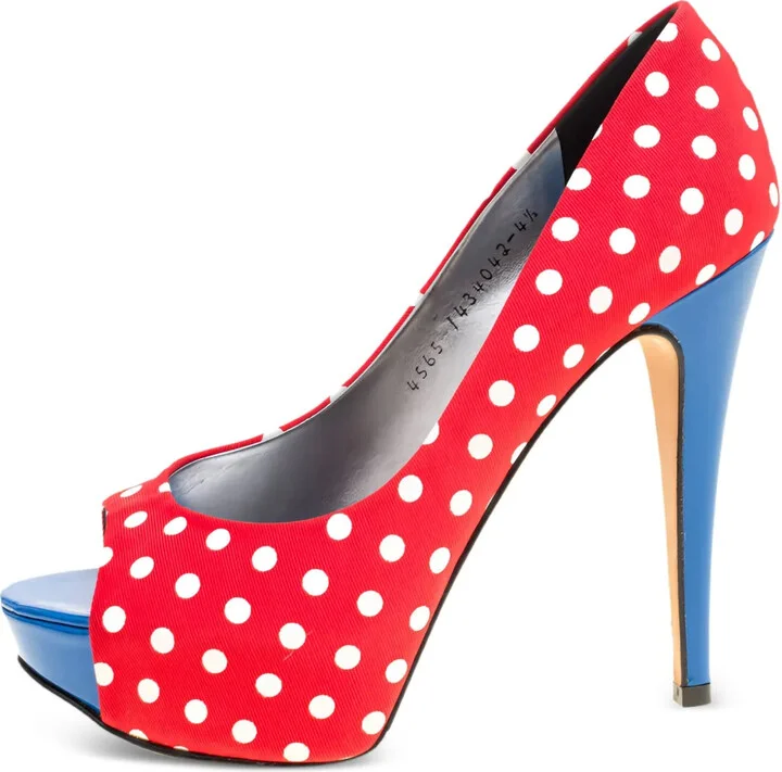 Polka-Dot Open-Toe Platform Heels