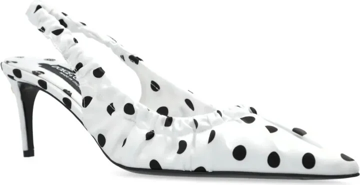 Polka Dot-Print Slingback Pumps - Image 4