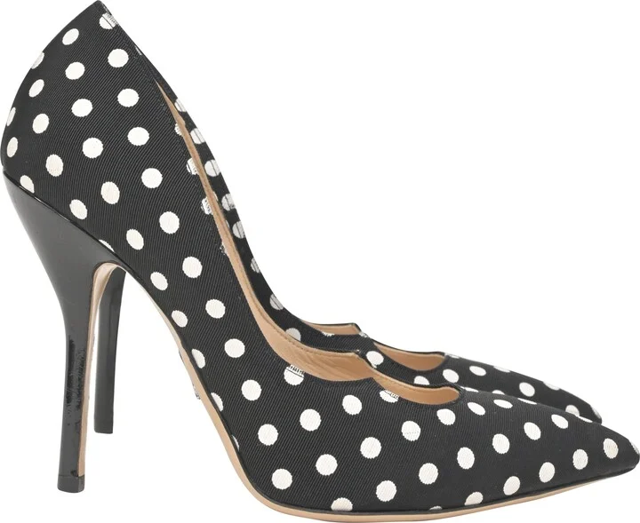 Polka Dot Pumps in Black Cotton
