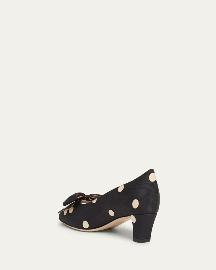 Polka Dot Satin Bow Pumps - Image 2