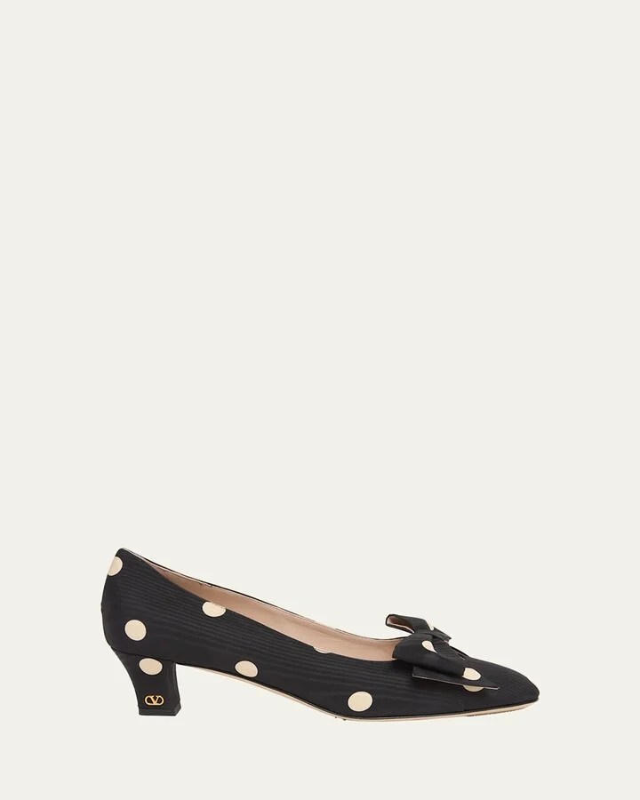 Polka Dot Satin Bow Pumps