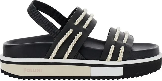 Pollini Elastic Strap Crisscross Sandals