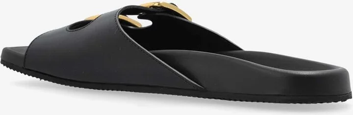 Polly Buckled Leather Flat Slides - Image 2