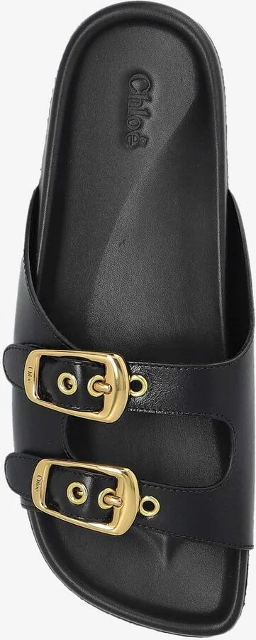 Polly Buckled Leather Flat Slides - Image 3