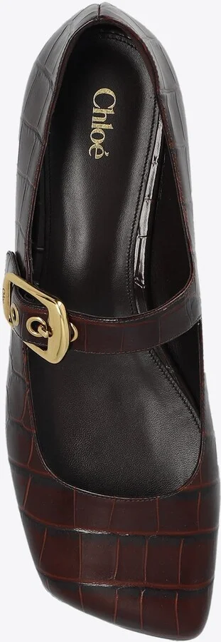 Polly Croc-Embossed Leather Flats - Image 3