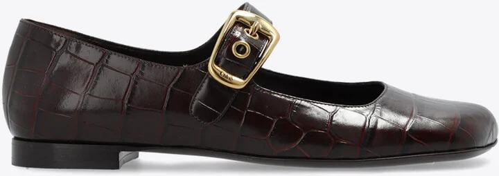 Polly Croc-Embossed Leather Flats