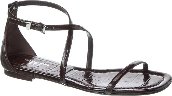 Polly Runway Croc-Embossed Leather Sandal