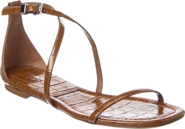 Polly Runway Croc-Embossed Leather Sandal