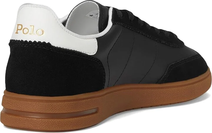 Polo Ralph Lauren Bedford Leather-Suede Sneakers Men's Shoes Black/White : 8.5 D - Medium, Leather/Suede - Image 4