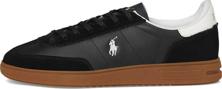 Polo Ralph Lauren Bedford Leather-Suede Sneakers Men's Shoes Black/White : 8.5 D - Medium, Leather/Suede - Image 6