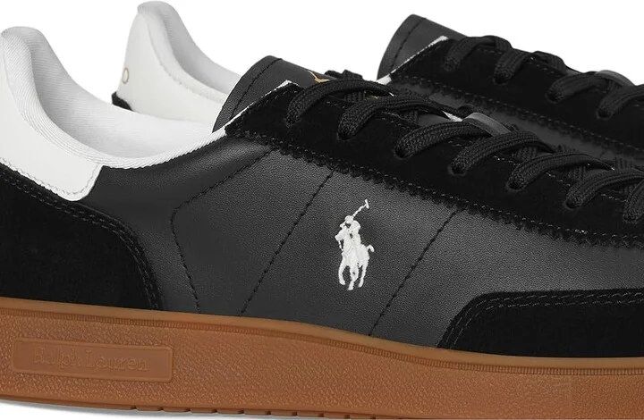 Polo Ralph Lauren Bedford Leather-Suede Sneakers Men's Shoes Black/White : 8.5 D - Medium, Leather/Suede - Image 7