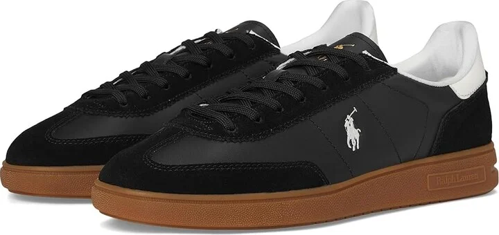 Polo Ralph Lauren Bedford Leather-Suede Sneakers Men's Shoes Black/White : 8.5 D - Medium, Leather/Suede
