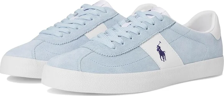 Polo Ralph Lauren Court Vulc Leather-suede Sneaker Men's Shoes Light Blue : 7.5 D - Medium, Leather/Rubber/Suede