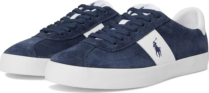 Polo Ralph Lauren Court Vulc Leather-suede Sneaker Men's Shoes Navy : 8 D - Medium, Leather/Rubber/Suede