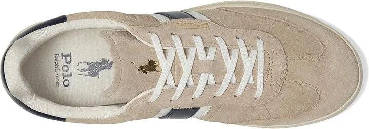Polo Ralph Lauren Heritage Aera Suede Sneakers Men's Shoes Milkshake/Navy/White : 14 D - Medium, Leather - Image 2