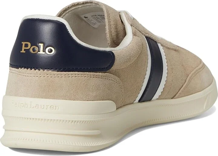 Polo Ralph Lauren Heritage Aera Suede Sneakers Men's Shoes Milkshake/Navy/White : 14 D - Medium, Leather - Image 4