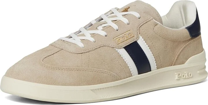 Polo Ralph Lauren Heritage Aera Suede Sneakers Men's Shoes Milkshake/Navy/White : 14 D - Medium, Leather - Image 5