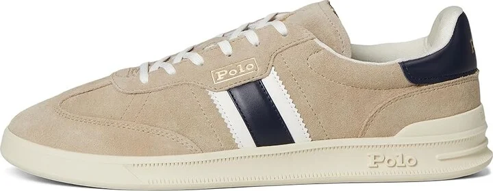 Polo Ralph Lauren Heritage Aera Suede Sneakers Men's Shoes Milkshake/Navy/White : 14 D - Medium, Leather - Image 6
