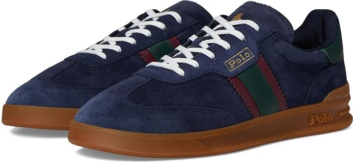 Polo Ralph Lauren Heritage Aera Suede Sneakers Men's Shoes Navy/Wine/Forest : 7.5 D - Medium, Leather