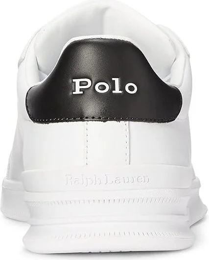 Polo Ralph Lauren Heritage Court II Leather Sneaker Men's Shoes White/Black Nappa Leather : 13 D - Medium - Image 2