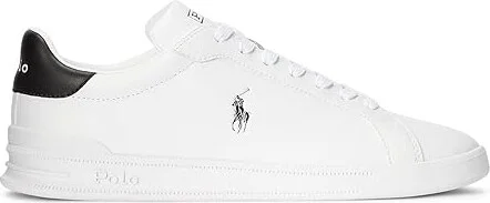 Polo Ralph Lauren Heritage Court II Leather Sneaker Men's Shoes White/Black Nappa Leather : 13 D - Medium - Image 4
