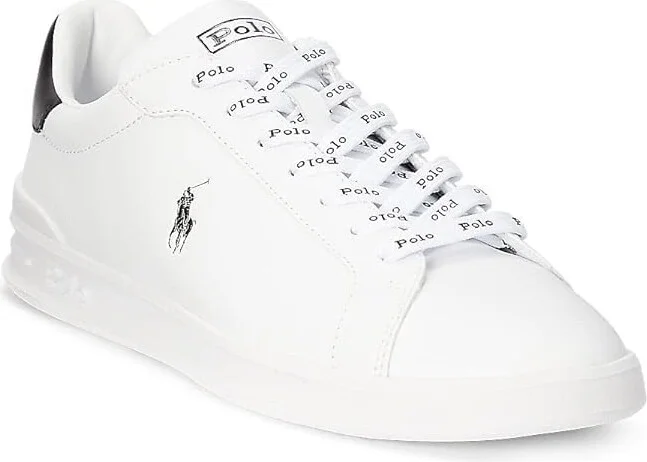 POLO RALPH LAUREN Heritage Court II Leather Sneaker White/Black Nappa Leather 9.5 D (M)