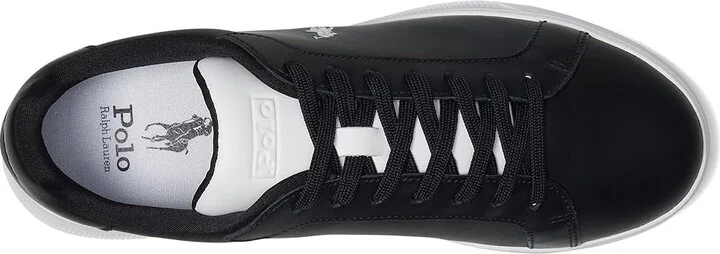 Polo Ralph Lauren Heritage Court II Leather Sneakers Men's Shoes Black/White : 10 D - Medium - Image 2